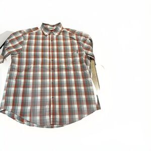 Wolverine Plaid Red Gray Short Sleeve Collared Button Down Mens Size Large Shirt